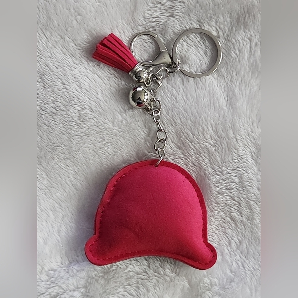 Winter Hat Pink and Silver Snowflake Design Keychain Bag Charm - Picture 3 of 3